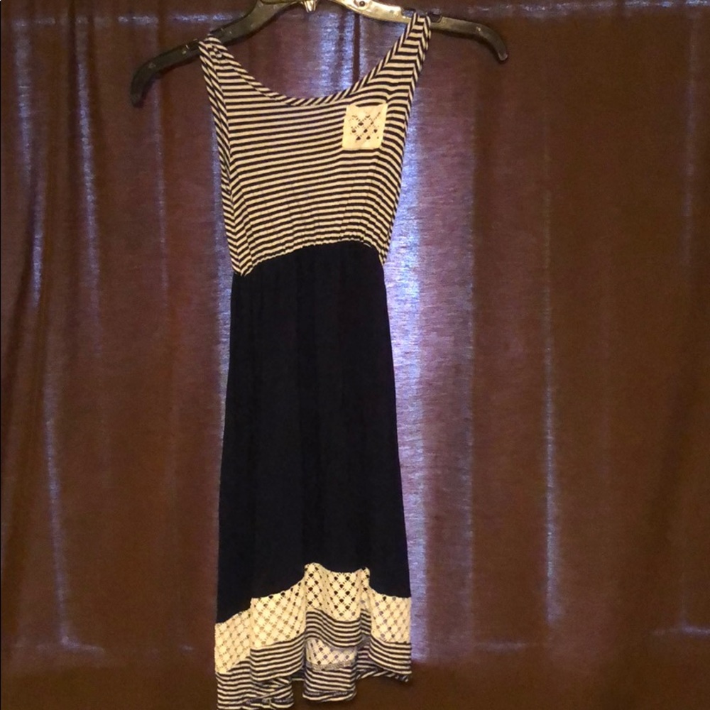 Girls navy and white dress